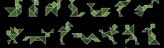 Wall Tangrams: Shapes Guide I (Camo Green)