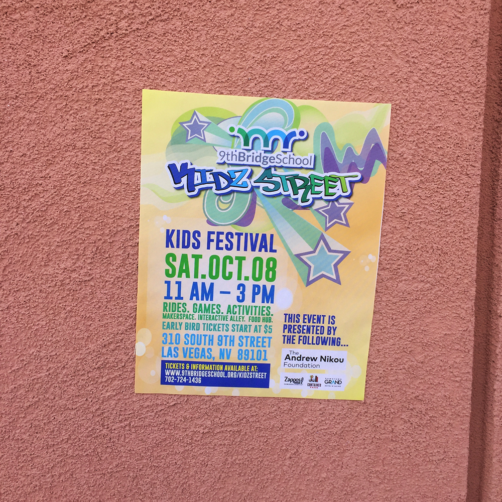 Walls360 custom wall graphics for the 9th Bridge School in Downtown Las Vegas #DowntownProject #KidzStreetFestival